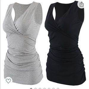 Medium cotton nursing tank tops gray and black